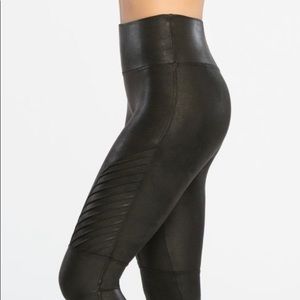 EUC Spanx Faux Leather Moto Leggings size M